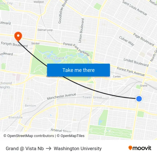 Grand @ Vista Nb to Washington University map