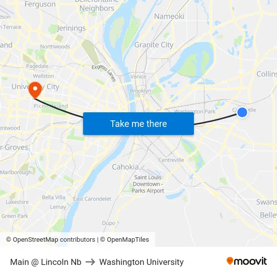 Main @ Lincoln Nb to Washington University map