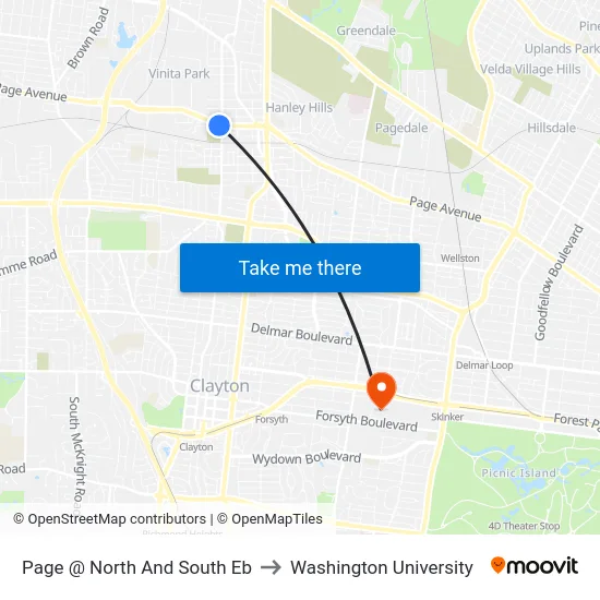 Page @ North And South Eb to Washington University map