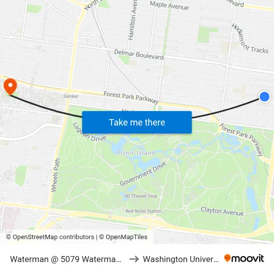 Waterman @ 5079 Waterman Wb to Washington University map