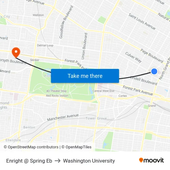 Enright @ Spring Eb to Washington University map