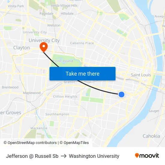 Jefferson @ Russell Sb to Washington University map