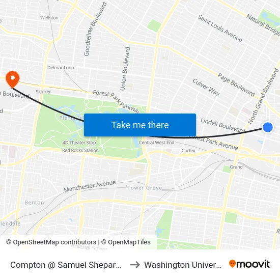 Compton @ Samuel Shepard Sb to Washington University map