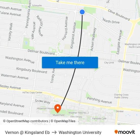 Vernon @ Kingsland Eb to Washington University map