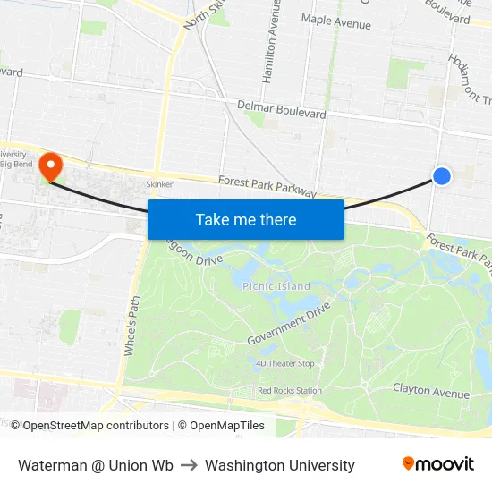 Waterman @ Union Wb to Washington University map