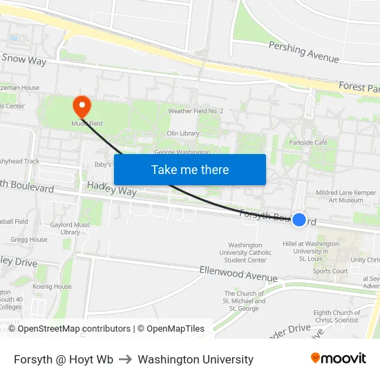 Forsyth @ Hoyt Wb to Washington University map