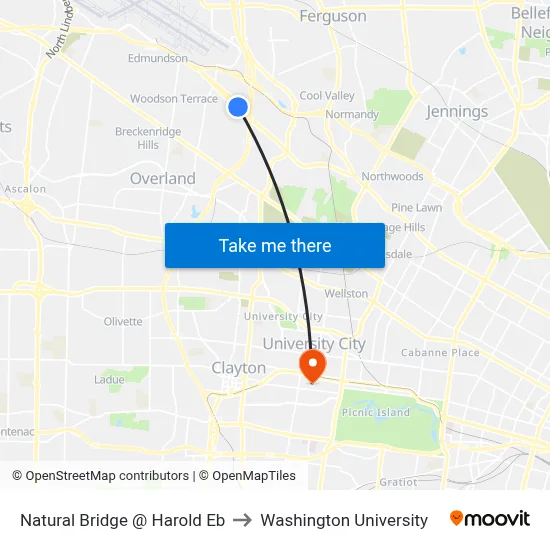 Natural Bridge @ Harold Eb to Washington University map
