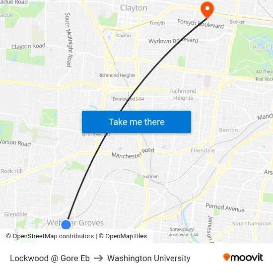 Lockwood @ Gore Eb to Washington University map