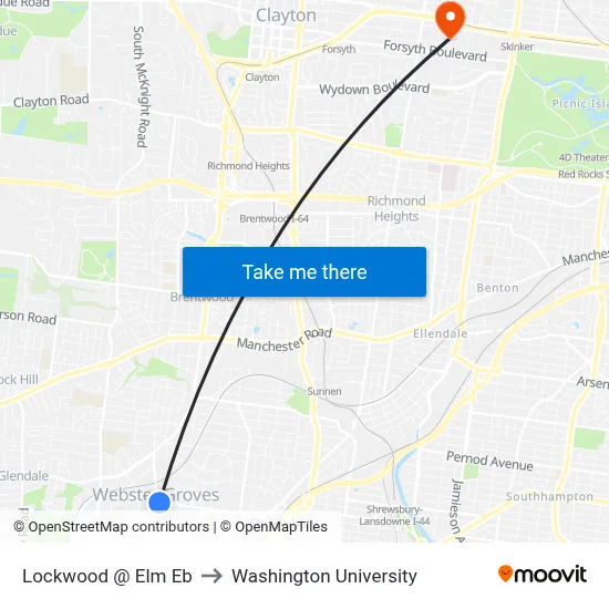 Lockwood @ Elm Eb to Washington University map