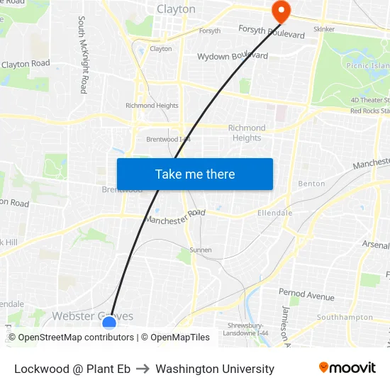Lockwood @ Plant Eb to Washington University map
