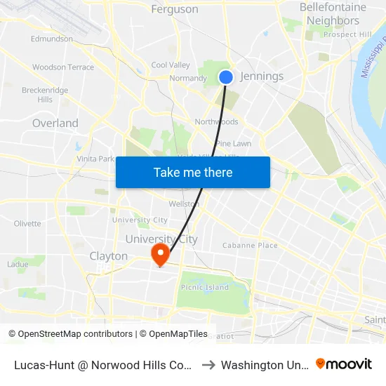 Lucas-Hunt @ Norwood Hills Country Club Sb to Washington University map