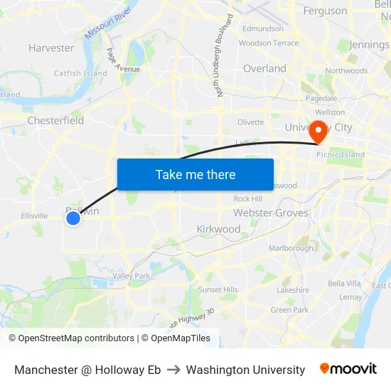 Manchester @ Holloway Eb to Washington University map