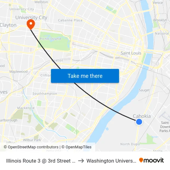 Illinois Route 3 @ 3rd Street Sb to Washington University map
