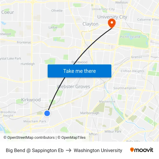 Big Bend @ Sappington Eb to Washington University map