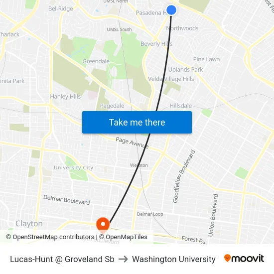 Lucas-Hunt @ Groveland Sb to Washington University map