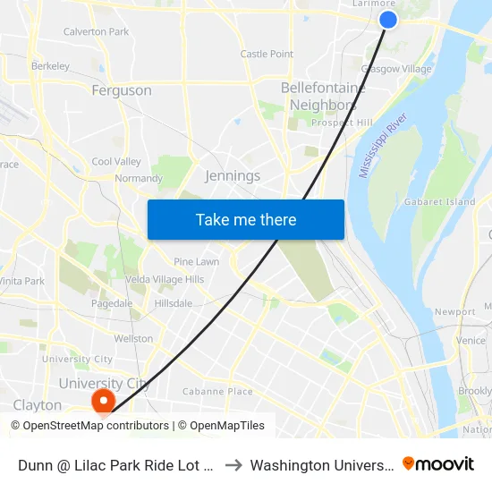 Dunn @ Lilac Park Ride Lot Wb to Washington University map