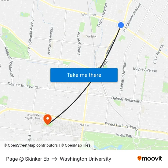 Page @ Skinker Eb to Washington University map