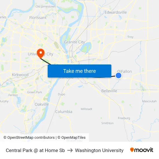 Central Park @ at Home Sb to Washington University map