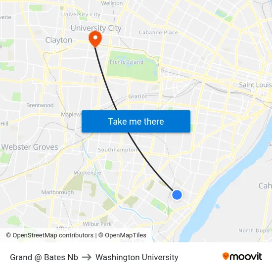 Grand @ Bates Nb to Washington University map