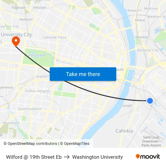 Wilford @ 19th Street Eb to Washington University map