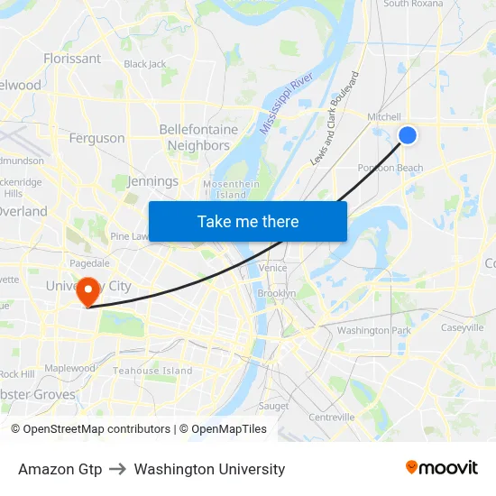 Amazon Gtp to Washington University map