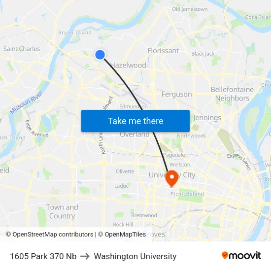 1605 Park 370 Nb to Washington University map