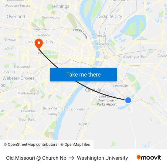 Old Missouri @ Church Nb to Washington University map