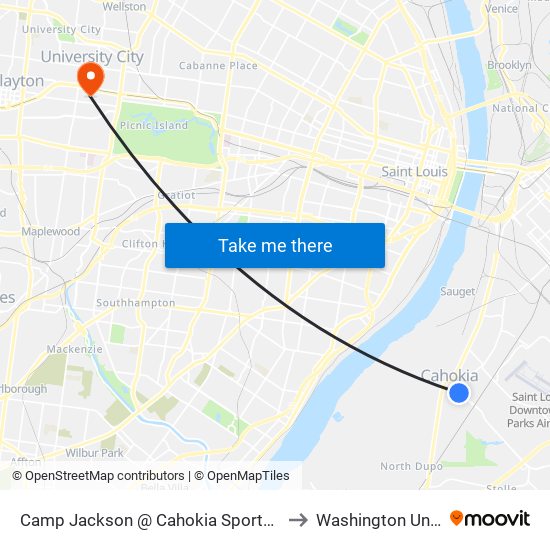 Camp Jackson @ Cahokia Sports Complex Eb to Washington University map