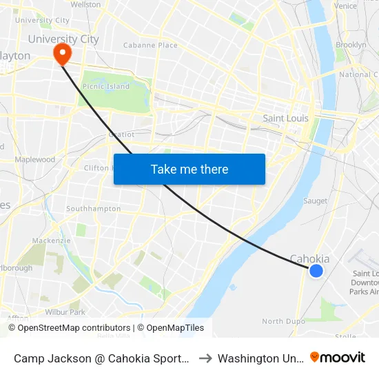Camp Jackson @ Cahokia Sports Complex Eb to Washington University map