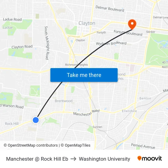Manchester @ Rock Hill Eb to Washington University map