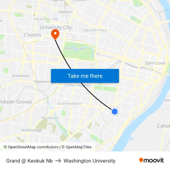Grand @ Keokuk Nb to Washington University map