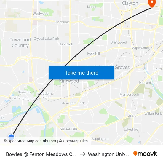 Bowles @ Fenton Meadows Court Sb to Washington University map