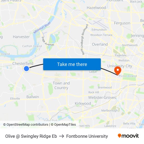 Olive @ Swingley Ridge Eb to Fontbonne University map