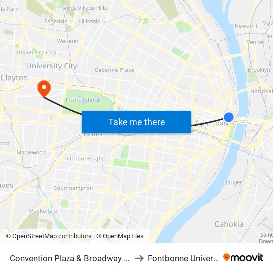 Convention Plaza & Broadway S / W to Fontbonne University map