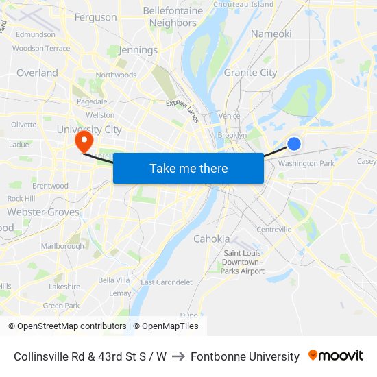 Collinsville Rd & 43rd St S / W to Fontbonne University map