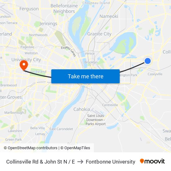 Collinsville Rd & John St N / E to Fontbonne University map