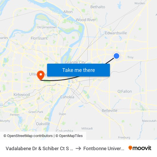 Vadalabene Dr & Schiber Ct S / W to Fontbonne University map