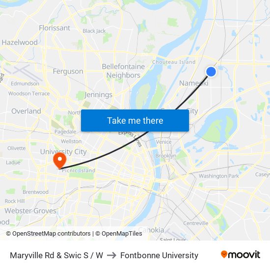 Maryville Rd & Swic S / W to Fontbonne University map