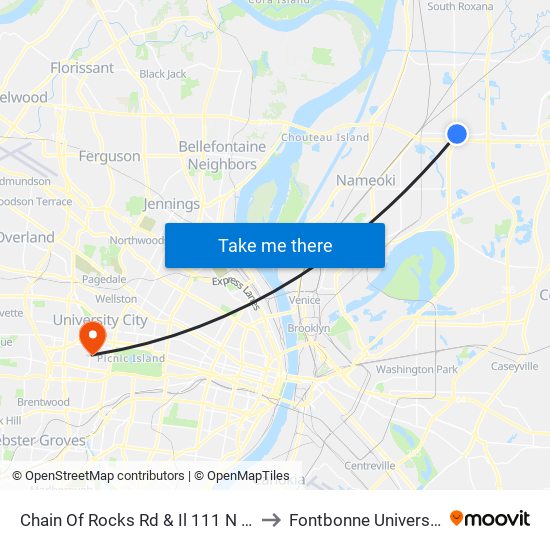 Chain Of Rocks Rd & Il 111 N / E to Fontbonne University map