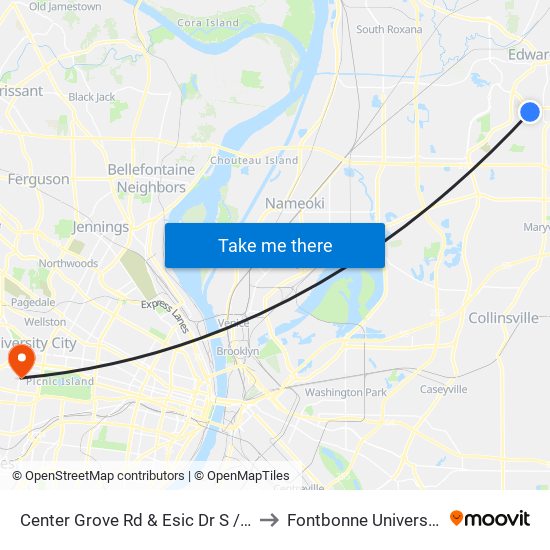 Center Grove Rd & Esic Dr S / W to Fontbonne University map