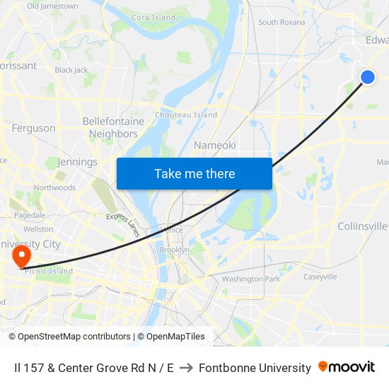 Il 157 & Center Grove Rd N / E to Fontbonne University map