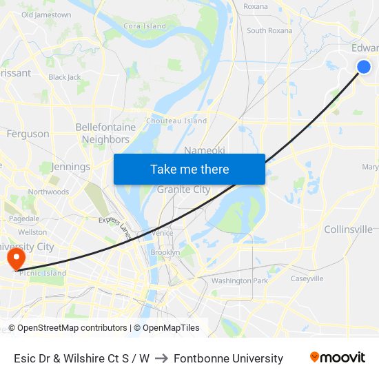 Esic Dr & Wilshire Ct S / W to Fontbonne University map