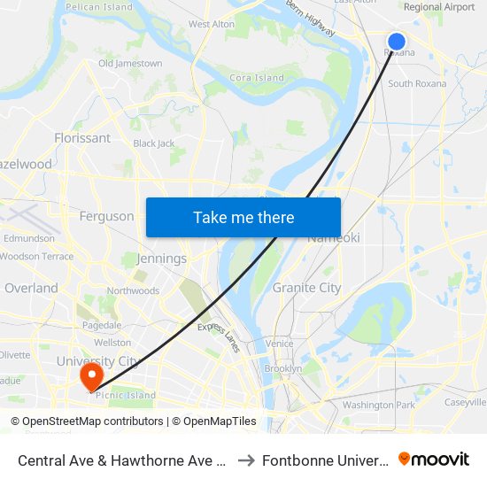 Central Ave & Hawthorne Ave N / E to Fontbonne University map