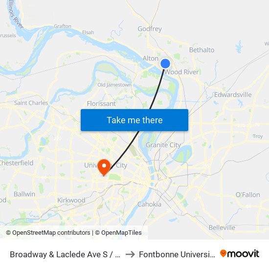 Broadway & Laclede Ave S / W to Fontbonne University map