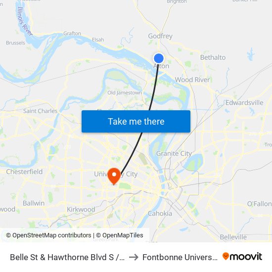 Belle St & Hawthorne Blvd S / W to Fontbonne University map
