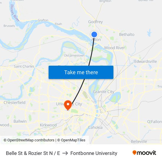 Belle St & Rozier St N / E to Fontbonne University map