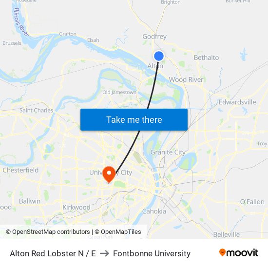 Alton Red Lobster N / E to Fontbonne University map