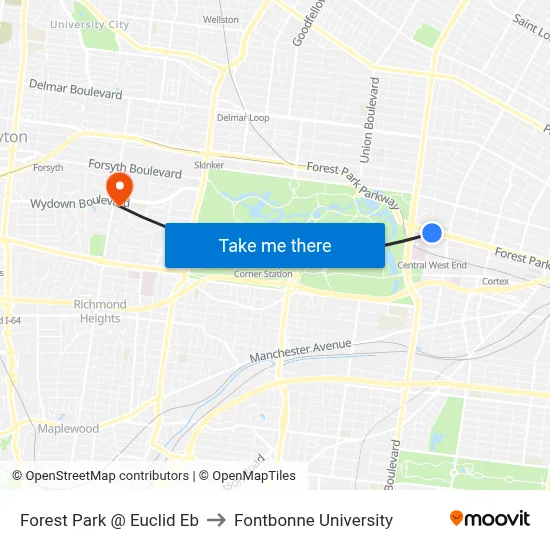 Forest Park @ Euclid Eb to Fontbonne University map