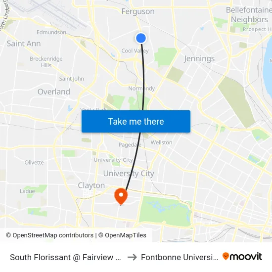 South Florissant @ Fairview Sb to Fontbonne University map