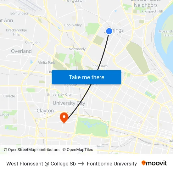 West Florissant @ College Sb to Fontbonne University map